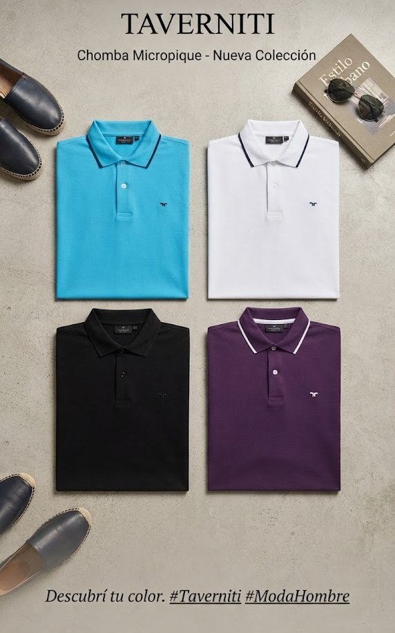 Taverniti — chombas micropiqué nueva colección: turquesa, blanca, negra y violeta