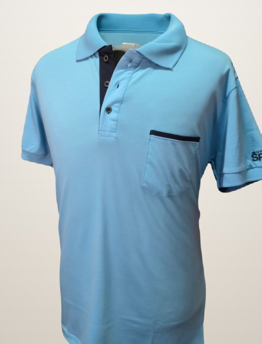 Polo algodón con bolsillo celeste hombre