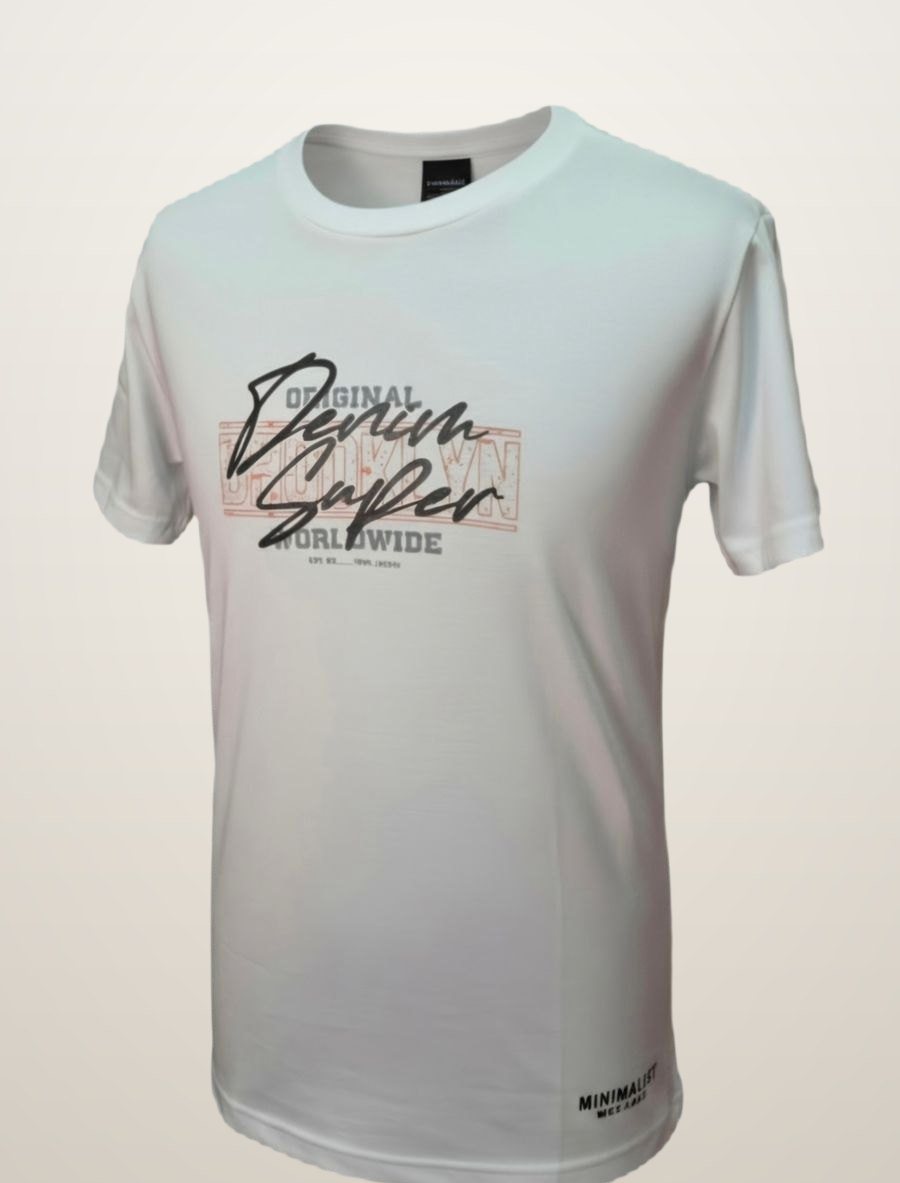 Remera estampada Brooklyn denim hombre blanca